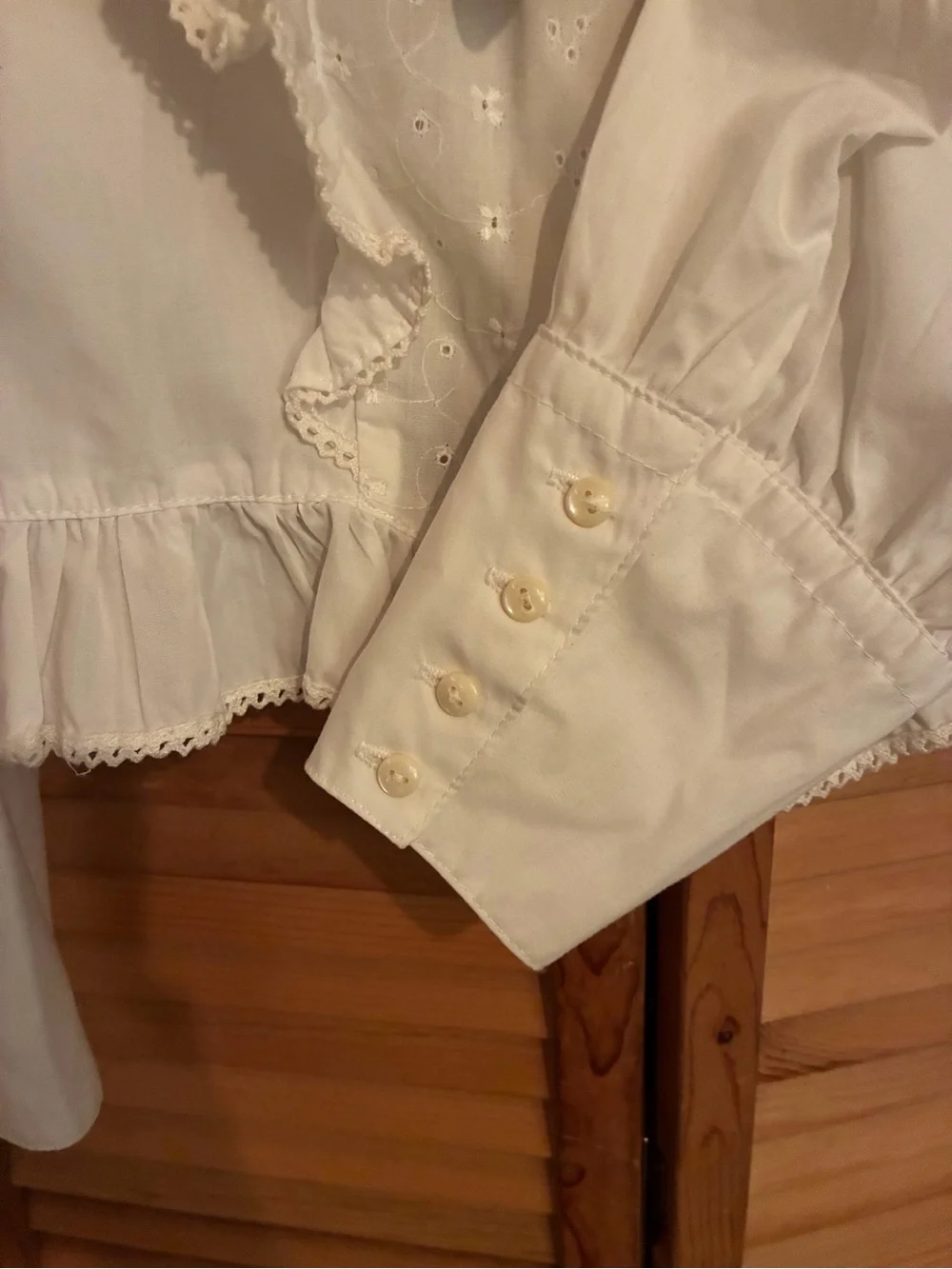 One of a kind Ruffle Eyelet Blouse Vintage Blouse